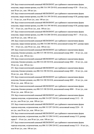 Пример регистрационного удостоверение на медизделия: бор стоматологический алмазный microdont
