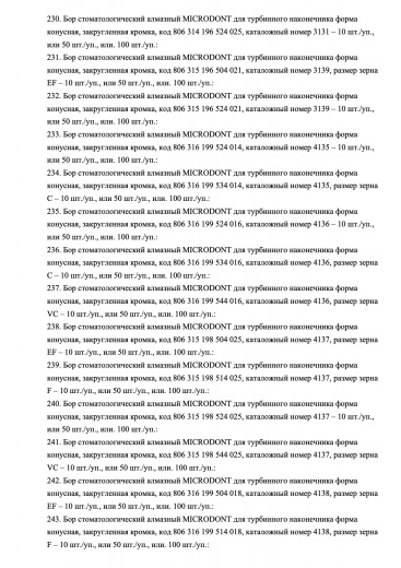 Пример регистрационного удостоверение на медизделия: бор стоматологический алмазный microdont