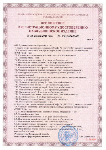 Пример регистрационного удостоверение на медизделия: кресло-стулья с санитарным оснащением